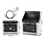 Devanti 3 Burner Portable Gas Oven and Stove - Silver & Black PGO-01-SS-BK