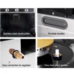 Devanti 3 Burner Portable Gas Oven and Stove - Silver & Black PGO-01-SS-BK