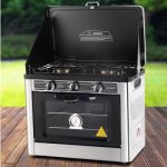 Devanti 3 Burner Portable Gas Oven and Stove - Silver & Black PGO-01-SS-BK