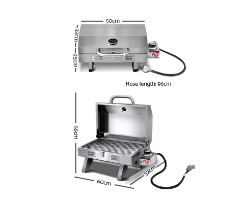 Grillz Portable Gas BBQ Grill Heater PGB-1B-HP-SS-A