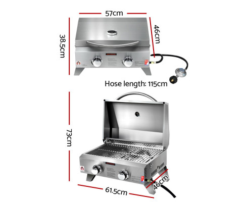 Grillz Portable 2 Burner Gas BBQ PGB-2B-SS