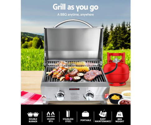 Grillz Portable 2 Burner Gas BBQ PGB-2B-SS