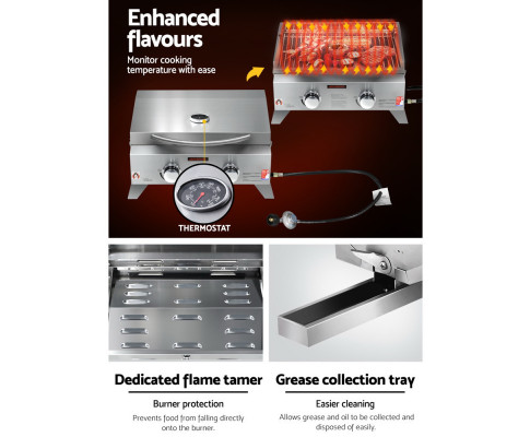 Grillz Portable 2 Burner Gas BBQ PGB-2B-SS