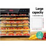 Devanti 6 Trays Commercial Food Dehydrator Stainless Steel Fruit Dryer FD-E-306-SS
