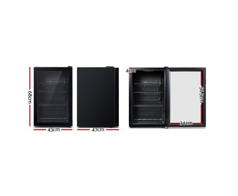Devanti 70L Bar Fridge Glass Door Mini Countertop Bottle Cooler BF-D-70L-BK