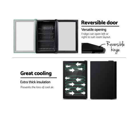 Devanti 70L Bar Fridge Glass Door Mini Countertop Bottle Cooler BF-D-70L-BK