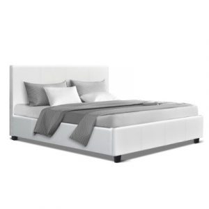Artiss Neo Bed Frame PU Leather - White Double Artiss Neo Bed Frame PU Leather - White Double BFRAME-E-NEO-D-WH-AB