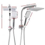 WELS Square 8 inch Rain Shower Head and Taps Set Bathroom Handheld Spray Brack SHOWER-A2-SQ-8-SI-TAP