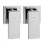 WELS Square 8 inch Rain Shower Head and Taps Set Bathroom Handheld Spray Brack SHOWER-A2-SQ-8-SI-TAP
