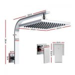 WELS 8" Rain Shower Head Set Bathroom Gooseneck Square Taps Hand Held High Pressure SHOWER-A3-SQ-8-SI-TAP