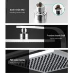 WELS 8" Rain Shower Head Set Bathroom Gooseneck Square Taps Hand Held High Pressure SHOWER-A3-SQ-8-SI-TAP