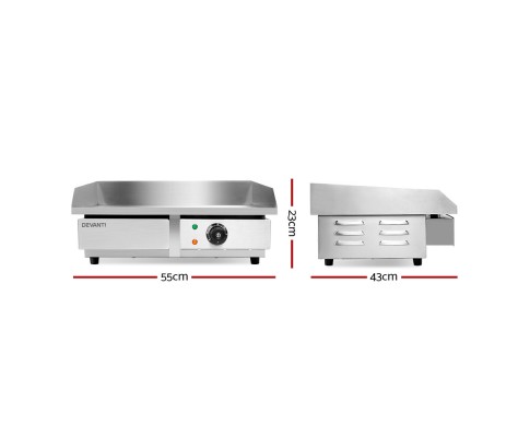 Devanti 3000W Electric Griddle Hot Plate - Stainless Steel CEG-D5C-SINGLE