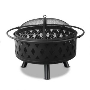 32 Inch Portable Outdoor Fire Pit and BBQ - Black FPIT-DIAMOND-32
