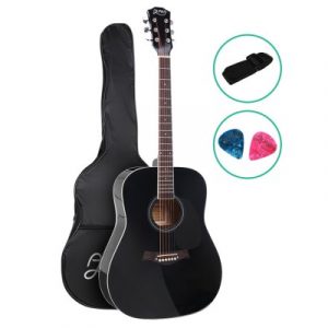 ALPHA 41 Inch Wooden Acoustic Guitar Black GUITAR-D-41-BK