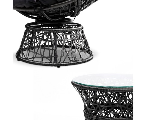 Gardeon Papasan Chair and Side Table Set- Black ODF-PAPASAN-TBCHX2-BK