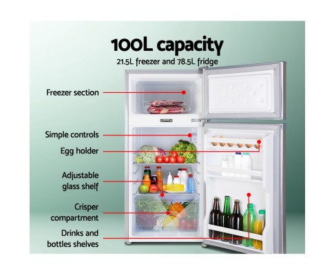 Glacio 100L Portable Bar Fridge Freezer Cooler 12V/24V/240V Caravan PFN-F-100L