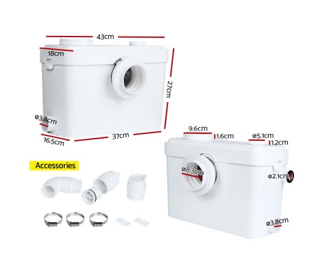 Automatic Macerator Sewage Waste Pump 600W Flush Toilet Shower Sink Bathroom PUMP-MAC-600
