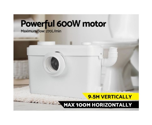 Automatic Macerator Sewage Waste Pump 600W Flush Toilet Shower Sink Bathroom PUMP-MAC-600