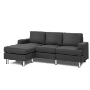 Artiss Sofa Lounge Set Couch Futon Corner Chaise Fabric 4 Seater Suite Dark Grey SBED-E-LIN108-GY-AB