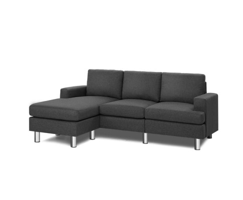 Artiss Sofa Lounge Set Couch Futon Corner Chaise Fabric 4 Seater Suite Dark Grey SBED-E-LIN108-GY-AB