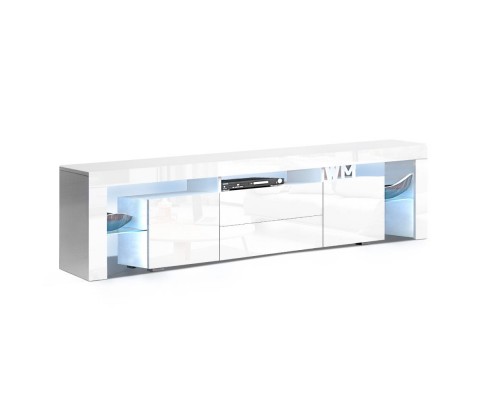 Artiss 200cm TV Cabinet Entertainment Unit Stand RGB LED Gloss White FURNI-L-LED-GS-TV200-WH-AB