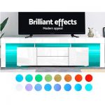 Artiss 200cm TV Cabinet Entertainment Unit Stand RGB LED Gloss White FURNI-L-LED-GS-TV200-WH-AB