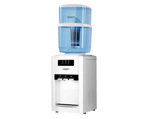 Devanti 22L Bench Top Water Cooler Dispenser Purifier Hot Cold Three Tap with 2 Replacement Filters WD-1103-22L-2FT-WH