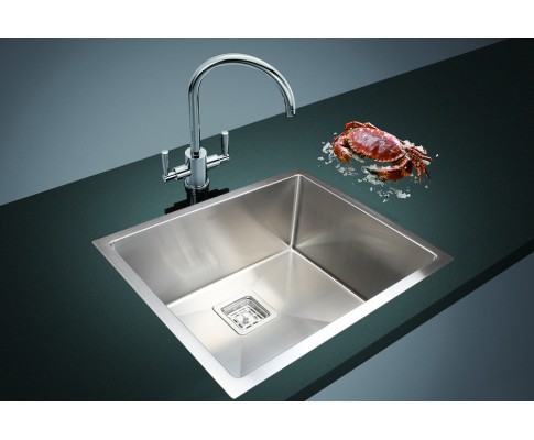 550x455mm Handmade 1.5mm Stainless Steel Undermount / Topmount Kitchen Sink with Square Waste V63-817893