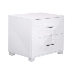 Artiss High Gloss Two Drawers Bedside Table - White FURNI-GLOSS-SIDE-WH