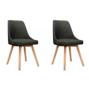 Artiss 2x Replica Dining Chairs Beech Wooden Timber Chair Kitchen Fabric Charcoal UPHO-D-DIN203A-CHX2