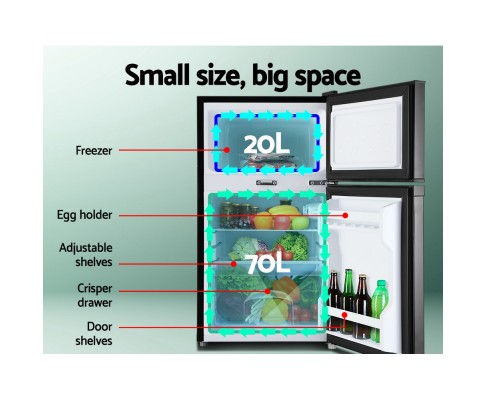 Glacio 90L Portable Fridge Bar Freezer Cooler Upright 12V/24V/240V Caravan 4WD Car Camping Black PFN-F-90-D-BK
