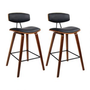 Artiss 2x Bar Stools Leather Padded w/Backrest BA-TW-8782-BKX2