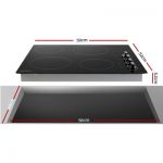Devanti 60cm Ceramic Electric Cooktop 4 Zone Knobs Control CCT-B-4B-4Z-KNOB-BK