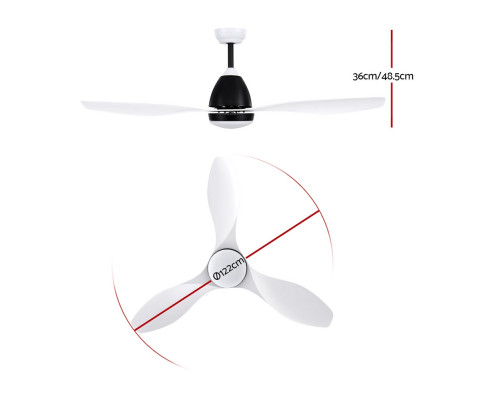 48" DC Motor Ceiling Fan with LED Light with Remote 8H Timer Reverse Mode 5 Speeds White CF-B-48-310-WH