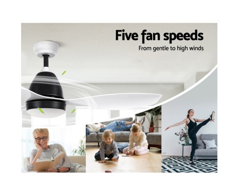 48" DC Motor Ceiling Fan with LED Light with Remote 8H Timer Reverse Mode 5 Speeds White CF-B-48-310-WH