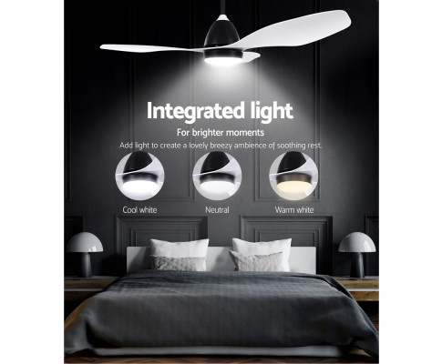 48" DC Motor Ceiling Fan with LED Light with Remote 8H Timer Reverse Mode 5 Speeds White CF-B-48-310-WH