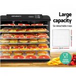 Devanti 6 Tray Food Dehydrators Commercial Beef Jerky Maker Fruit Dryer Black FD-E-363-ST-BK