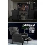Artiss Recliner Chair Adjustable Sofa Lounge Soft Suede Armchair Couch Black RECLINER-B-9218-LIN-CHA
