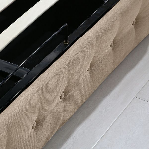 Levede Double Size Bed Frame Base With Gas Lift Fabric BF1008-D-BG