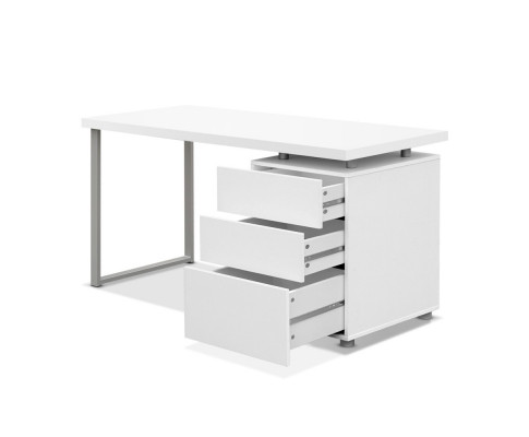 Artiss Metal Desk with 3 Drawers - White DESK-140M-WH-AB