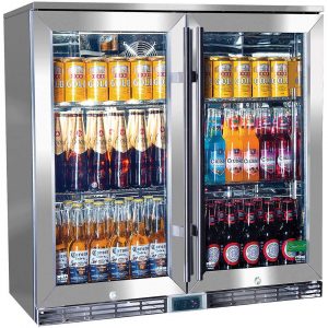 Schmick 210L Alfresco Glass Twin Door Bar Refrigerator With Outdoor IP34 Rating with LOW E Glass GSP2H-SS