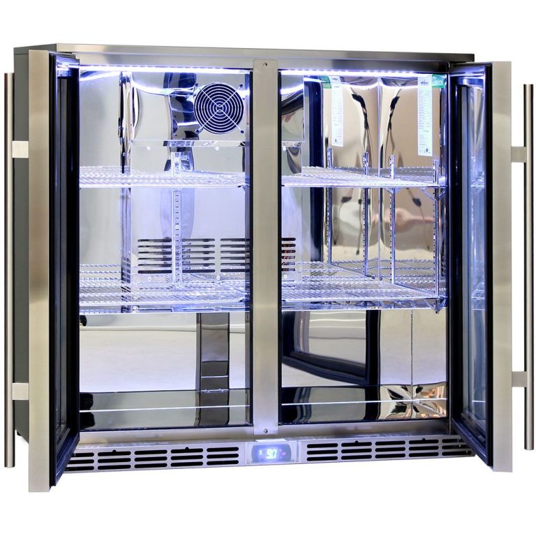 Schmick 210L Alfresco Glass Twin Door Bar Refrigerator With Outdoor IP34 Rating with LOW E Glass GSP2H-SS
