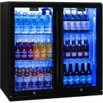 Schmick 190L Black Bar Fridge 2 Door With Heated Glass and Triple Glazing Model SK190-B