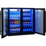 Schmick 190L Black Bar Fridge 2 Door With Heated Glass and Triple Glazing Model SK190-B