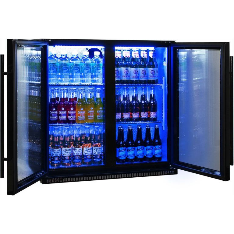 Schmick 190L Black Bar Fridge 2 Door With Heated Glass and Triple Glazing Model SK190-B