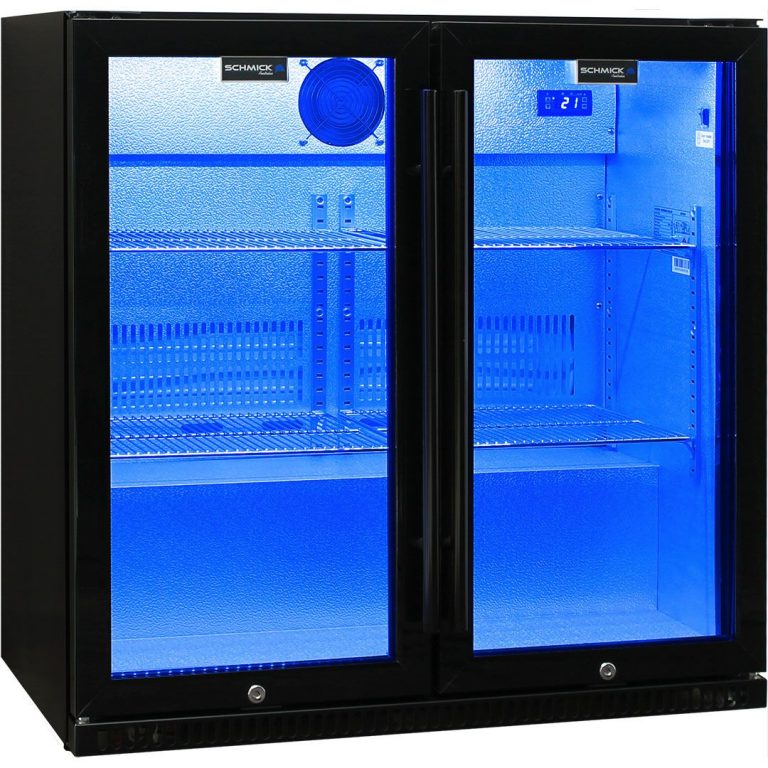 Schmick 190L Black Bar Fridge 2 Door With Heated Glass and Triple Glazing Model SK190-B