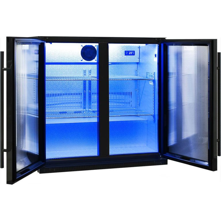 Schmick 190L Black Bar Fridge 2 Door With Heated Glass and Triple Glazing Model SK190-B