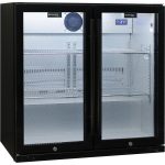 Schmick 190L Black Bar Fridge 2 Door With Heated Glass and Triple Glazing Model SK190-B