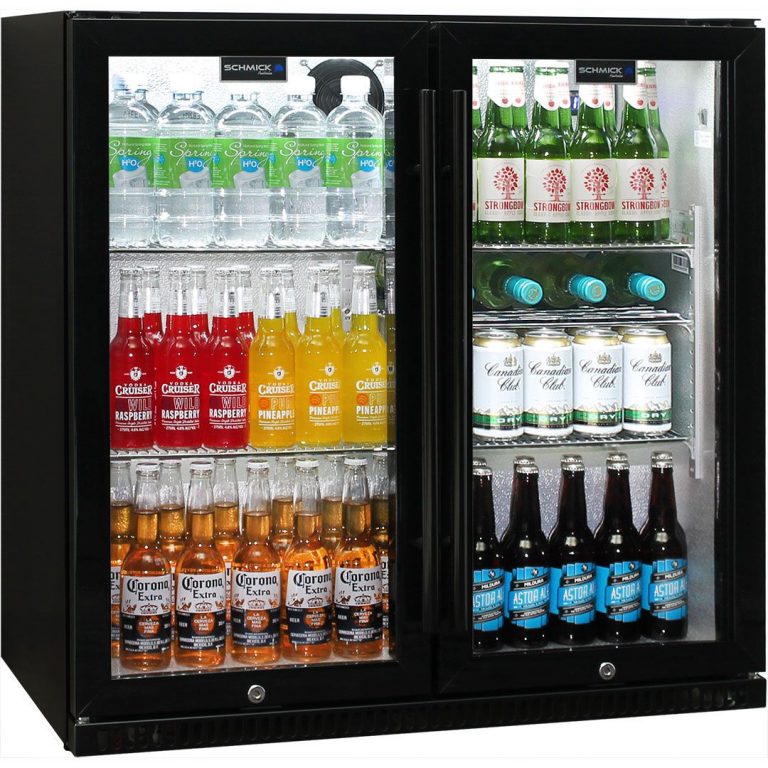 Schmick 190L Black Bar Fridge 2 Door With Heated Glass and Triple Glazing Model SK190-B