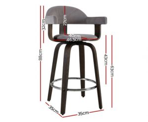Artiss 2x Bar Stools Wooden Swivel Bar Stool Kitchen Dining Chair Wood Grey BA-TW-8036-GYX2